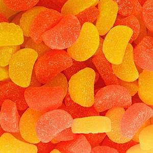 lot 3611 image: Citrus Mix Fruit Slices Candy - Jelly Lemon and Orange Slices Bulk - Sugar Dusted Fruit Shaped Candy, Fat Free, Gluten Free, Dairy Free, Made in the USA (1 Pound) BB OCT 2027