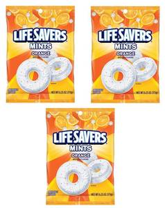 lot 3613 image: Orange Mint Life Savers - Pack of 3 - Individually Wrapped Orange Mints - Perfect for Snacking on the Go - Great for Sharing BB DEC 2022