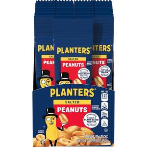 lot 3635 image: PLANTERS Salted Peanuts, 2.5 oz, 15-Pack, Snack Nuts. BB JUN 2026