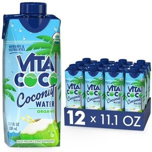 lot 3654 image: Vita Coco Coconut Water, Pure Organic, 11.1 fl oz Tetra (Pack of 12) BB MAY 2026