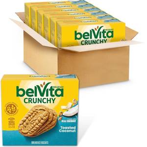 lot 3659 image: belVita Breakfast Bars Biscuits, Toasted Coconut, 30 Total Packs, 6 Boxes (4 Biscuits Per Pack) BB OCT 2025