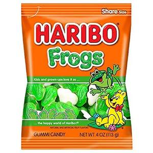 lot 3671 image: Haribo Gummie Candy, Frogs, 4 oz. Bag (Pack of 12) BB APR 2026