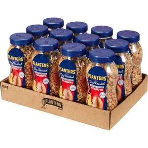 lot 3692 image: PLANTERS Peanuts, Dry Roasted Peanuts, Lightly Salted Snack Mix, Snacks for Adults - 16 oz. Jars, Pack of 12 PLANTERS Nuts. FEB 2025