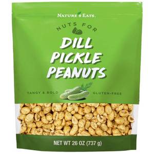 lot 3705 image: Nature s Eats Dill Pickle Peanuts 26 Oz - Tangy Dill Pickle Flavor - Crunchy Seasoned Peanuts - Savory Snack Nuts - Value Size 26 Oz - Party Ready Snack Pantry Staple BB MAR 2026