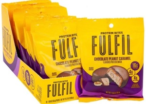lot 3732 image: FULFIL Chocolate Peanut Caramel Flavored Protein Bites 1.98oz 10pk. BB DEC 25