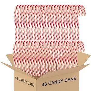 lot 3743 image: Candy Cane Peppermint Classic Red & White - Individually Wrapped (48 Count, Peppermint) BB JUN 24