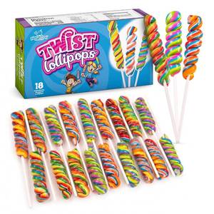 lot 3747 image: Rainbow Twist Lollipops Swirl 18 PCS- Spiral Twisty Lollipop - Bulk Lolipop Candy Suckers Treats - Swirly Candies for Birthdays Party Favors and Goodie Bags - Easter Basket Stuffers for Kids. BB MAY 26