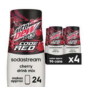 lot 3812 image: SodaStream MTN Dew Code Red Zero Sugar Drink Mix (440ml, Pack of 4) MAY 26