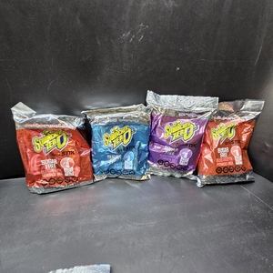lot 3868 image: Sqwincher Zero Qwik Stik, Fruit Punch, Watermelon, Mixed Berry, Grape, Orange Sugar Free, Low Calorie, Low Sodium Electrolyte Powder Hydration Drink Mix, .11 0z Packet (Pack of 50)  No printed expiration or best-by date.