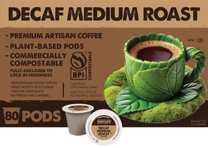 lot 3876 image: Ekocups Decaf Medium Roast Coffee Pods   Swiss Water Process, Compostable, Plant-Based & Freshness-Sealed   French Press-Quality Brew   K-Cup Brewer Compatible   80ct. BB FEB 26