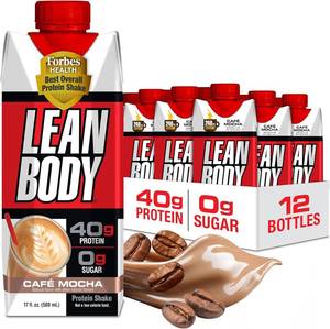lot 3888 image: Lean Body Ready-to-Drink Caf  Mocha Protein Shake, 240mg Caffeine, 40g Protein, Whey Blend, 0 Sugar, Gluten Free, 22 Vitamins & Minerals, (Recyclable Carton & Lid - Pack of 12) LABRADA BB MAR 26