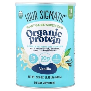 lot 3921 image: Four Sigmatic Plant-Based Organic Protein , Sweet Vanilla, 1.32 lb (600 g) BB JULY 26