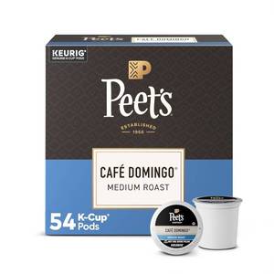 lot 3944 image: Peets Coffee, Medium Roast Keurig K-Cup Pods, 100% Arabica Coffee - Caf  Domingo 54 Count (1 Box of 54 Pods) BB APR 26