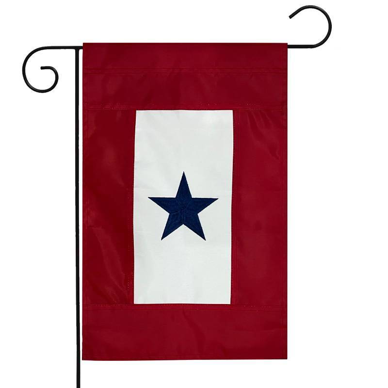 lot 2100 image: Military Service Garden Flag One Blue Star Embroidered 12x18 Heavy Duty Nylon Durable and Fade-Resistant Garden Flag Retail $12