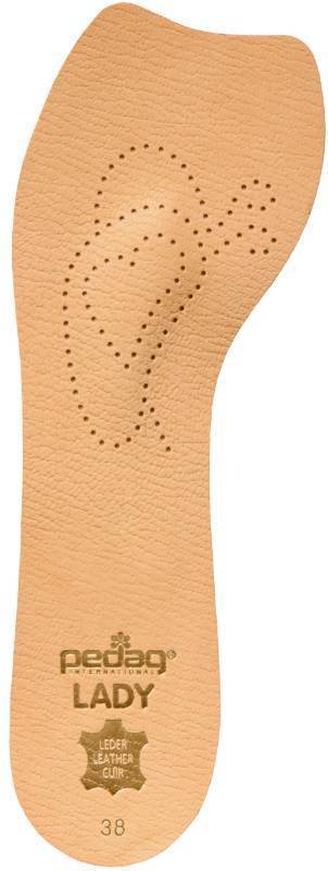 lot 2096 image: Pedag 121 Lady 34 Ultra Thin Leather Self Adhesive Insole for All Heels, Tan, Womens 6 Retail $13.28