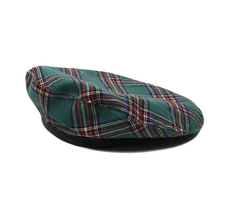 lot 2069 image: Women Winter Plaid French Beret Hat Tartan Check Artist Painter Hats Beanie Cap Vivid Green Retail $12.59