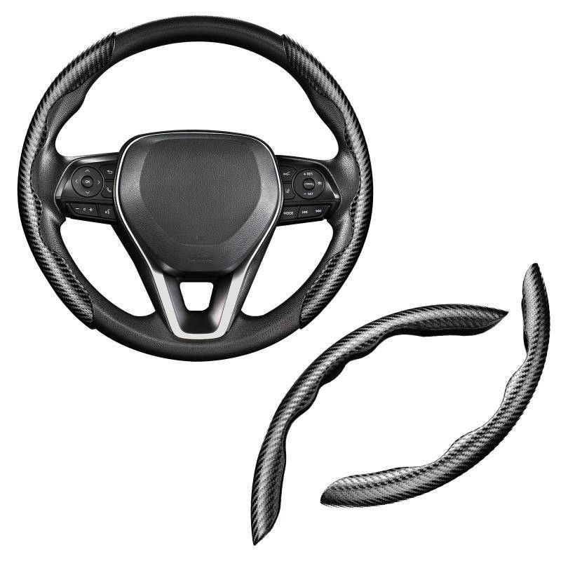 lot 2063 image: Cartist Carbon Fiber Steering Wheel Cover - Anti-Slip, Comfortable Grip for MenWomen - Durable, Universal Car Accessory (Black) Retail $17.46
