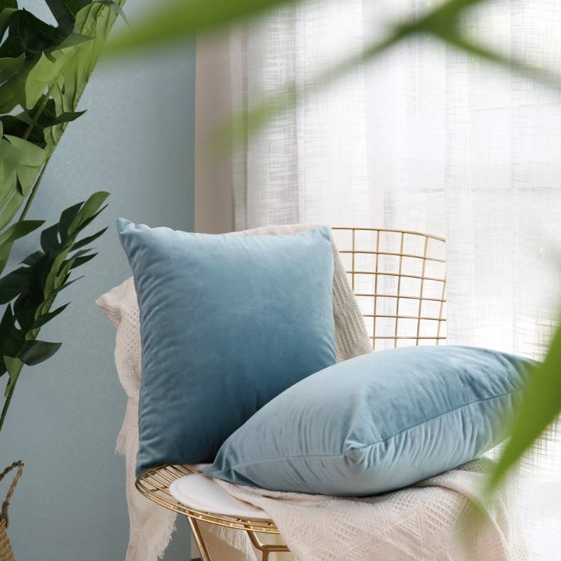 lot 2042 image: MIULEE Pack of 2, Velvet Soft Solid Decorative Square Throw Pillow Covers Set Cushion Cases Pillowcases for Spring Sofa Bedroom Car18x18 Inch 45x45 Cm Retail $14.99