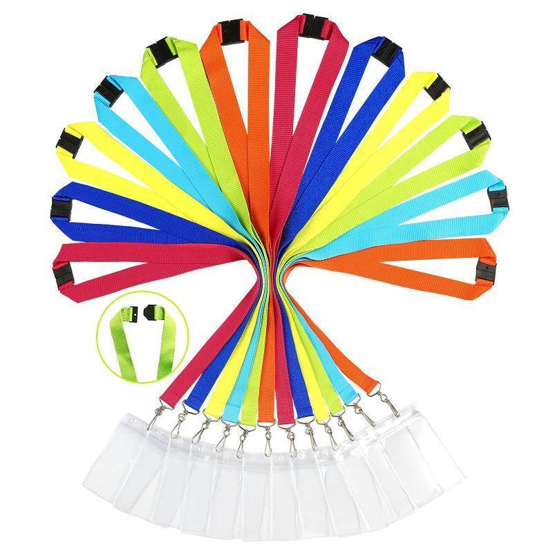 lot 2046 image: 12 Pack Breakaway Lanyards with ID Badge Holder&Breakaway Clasp Neck Strap for Schools, Cruise, Office, Kids,Assorted 6 Colors Retail $14.99