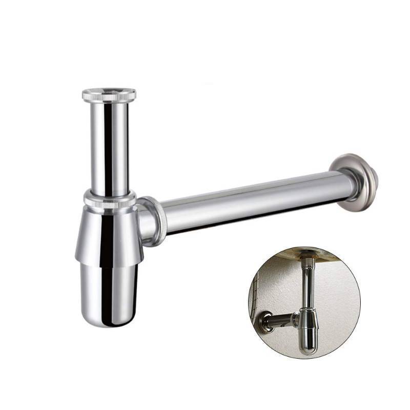 lot 2056 image: Chrome Bathroom Basin Sink Bottle Trap Waste Pipe 1-14 inch Slip Inlet Drain Tube Kit Retail $24.38