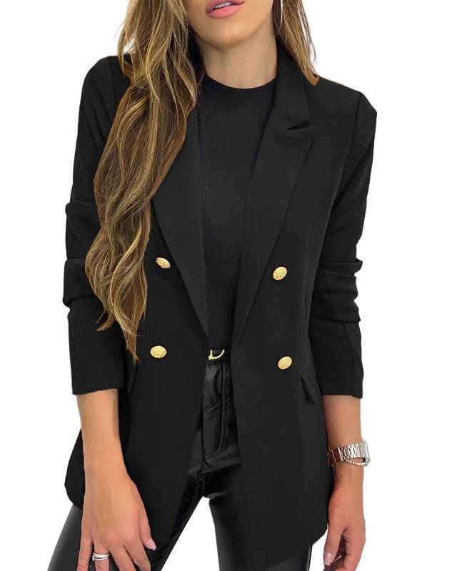 lot 2052 image: Hdieso Womens Solid Color Casual Long Sleeve Lapel Button Blazer Jacket Apricot Retail $39.03