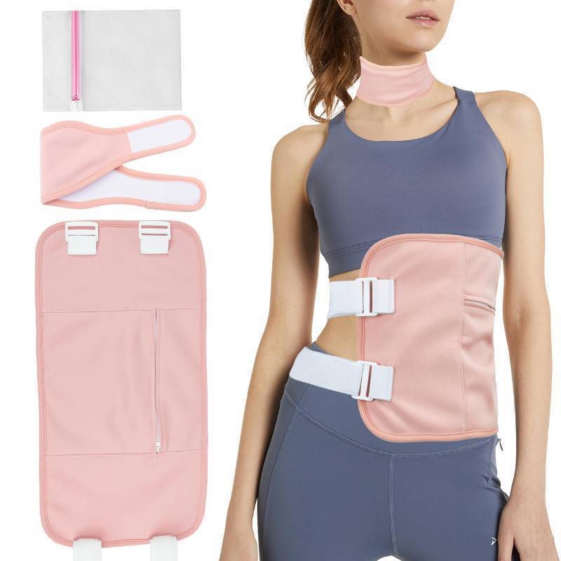 lot 2029 image: Castor Oil Pack Wrap, Reusable Organic Castor Oil Pack Kit with Adjustable Strap and Storage Pocket, Castor Oil Packs for Liver Detox, Constipation (Oil Not Included) (Set-Pink) Retail $9.98