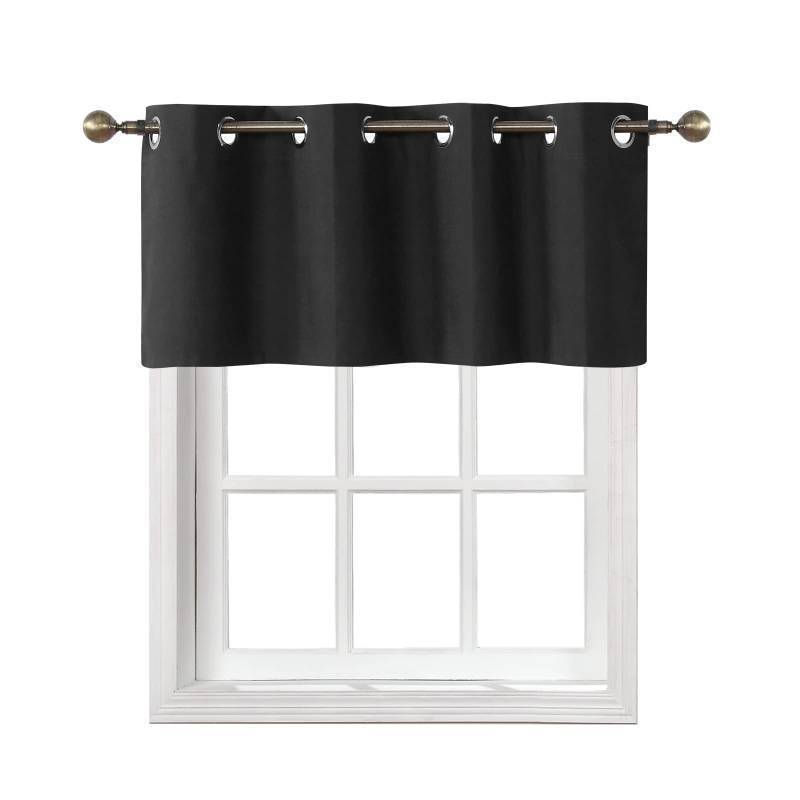 lot 2140 image: Grommet Blackout Curtain Valance Window Topper for Living Room, Short Cafe Valence, 54 W X 18 L Inch, Black Retail $13.27