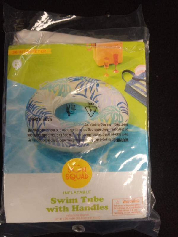 lot 2138 image: Squad Tropical Palm Leaf Inflatable Swim Tube with Handles - Retail $13