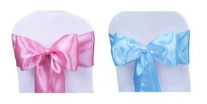lot 2037 image: Satin Chair Sashes Ties- 10 Pink & 10 Blue - Gender Reveal Ribbons Retail $26
