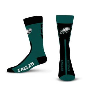 lot 2141 image: FBF - NFL Adult Team Logo Big Top Mismatch Dress Socks Footwear For Men And Women Game Day Apparel (X-Large, Philadelphia Eagles) - Retail $3,781