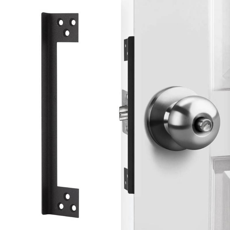lot 1090 image: MOSECYOU Door Latch Guard Plate, Outswing Door Security Protector, Door Latch Shield, Cover to Block Access to The Door LockDeadbolt Latch (7 in. - 1pack)