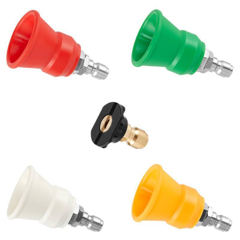 lot 1094 image: Raincovo Pressure Washer Nozzle Guard, Power Washer Nozzle Tips with Rubber Protector, 0, 15, 25, 40 degree Pressure Washer Nozzles and Soap Nozzle, Orifice 4.0 Retail $22.25