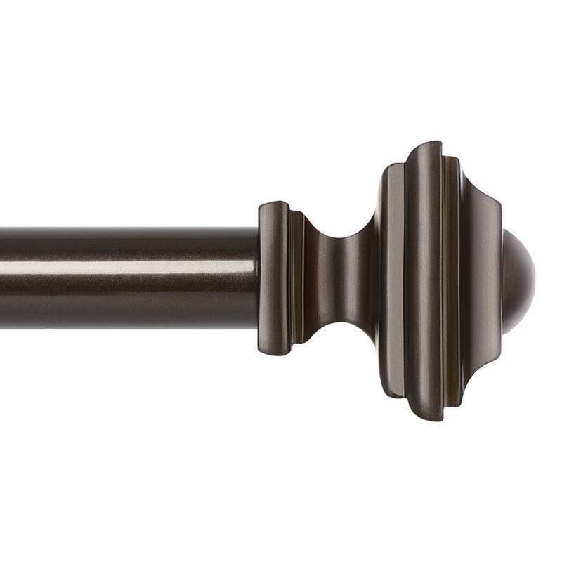 lot 1093 image: JRZOO Bronze Curtain Rods 66 to 120 Inches(5.5-10 Feet),Decorative 34 Inch Diameter Drapery Rod Set with Square Finials,Size36-120,Antique Bronze Retail $31.24