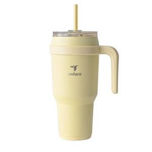 lot 1109 image: Reduce 40oz Cold1 Vacuum Insulated Stainless Steel Straw Tumbler Mug Light Yellow Dishwasher-Safe, Portable Drinkware - Retail $30