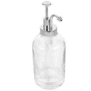 lot 1026 image: HAKIDZEL Glass Syrup Dispenser Bottle with Pump Refillable Lotion Bottle Pump for Kitchen and Dining Transparent Honey and Soap Dispenser 8.66X3.18X3.18In - Retail $20