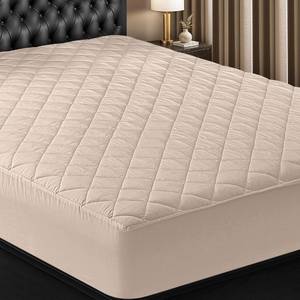 lot 1030 image: Utopia Bedding Quilted Fitted Mattress Pad, Twin Size, Elastic Fitted Mattress Topper Protector and Cover with Deep Pocket Stretches up to 16 Inches, Machine Washable (Beige) - Retail $20