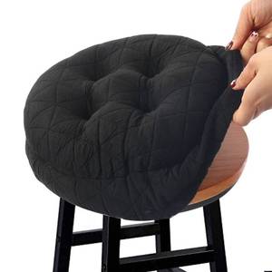 lot 1104 image: BUYUE Round Bar Stool Seat Cushion, Dia.13 Luxury Fashion Jacquard with Anti-Skid Silicone Bar Stool Cushion Padded (Black, M,1 Count) - Retail $17