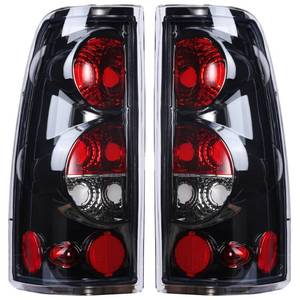 lot 1105 image: Boine Tail Light Compatible With 1999-2006 Chevy Silverado 1500 2500 3500 GMC Sierra 1500 2500 Driver and Passenger Side Rear Light Brake Lamps (OE Black Clear Lens) - Retail $49
