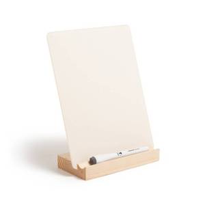 lot 1127 image: U Brands 8x10 Acrylic Desktop Board With Wood Tray Base Cream - Retail $15