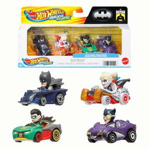 lot 1137 image: Hot Wheels RacerVerse  Set of 4 Die-Cast Hot Wheels Cars with Pop Culture Characters as Drivers - Retail $34