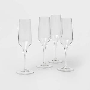 lot 1146 image: 8oz 3pk Glass Atherton Champagne Glasses - Threshold Traditional Clear Flutes, Dishwasher-Safe, BPA & Lead-Free - Retail $30