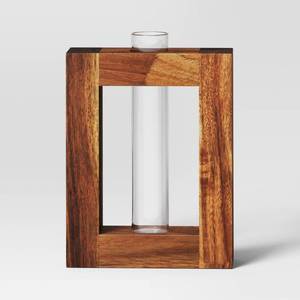 lot 1155 image: Propagation Vessel Rectangle with Wood Base Natural Wood 5.91x1.97x8.15 - Threshold - Retail $19