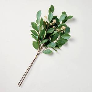 lot 1157 image: 25 Faux Pomegranate Leaf Stems Bundle - Hearth & Hand with Magnolia Set of 2 bunches - Retail $30