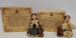 lot 15 image: 2 Vintage Boyds Collection Yesterdays Child Figurines 3.25in T in Orginal Boxes - 1998 Teresa and John The Prayer #3531, and 1999 Mark with Luke The Prayer #3545