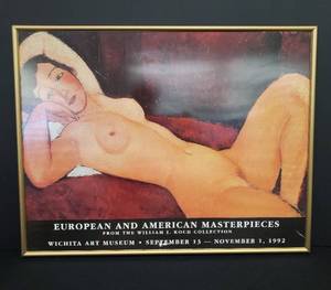 lot 29 image: Large Wichita Art Museum Framed Print - 1992 - European and American Masterpieces - From the William I. Koch Collection - Brushed Gold Metal Frame - 31.5in W x 24in T