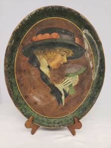lot 61 image: Rare 1915 Antique Tin Lithograph Fashion Advertising Tray by Haeusermann Metal Mfg Co. New York - Chicago - 13.75in W x 16.75in L