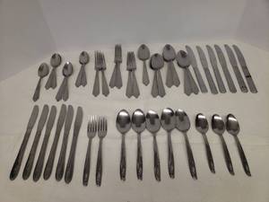 lot 137 image: Vintage 1960s Flatware Utensils  26Pcs Stainless WBW - Wallace Bros Wallingford - Pattern #WBW1, and 16 Pcs of Thor Stainless USA - MidSummer Pattern