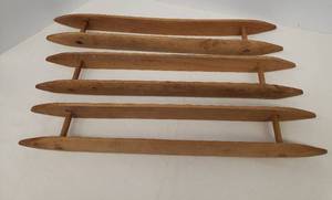 lot 154 image: 3 Antique Wood Hand Loom Weaving Shuttles - 18.5in L