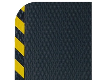 lot 85 image: American Floor Mats Hog Heaven Premium 78 Black & Yellow Border 4 x 10 Nitrile Backed Anti-Fatigue Comfort Mat Retails $419
