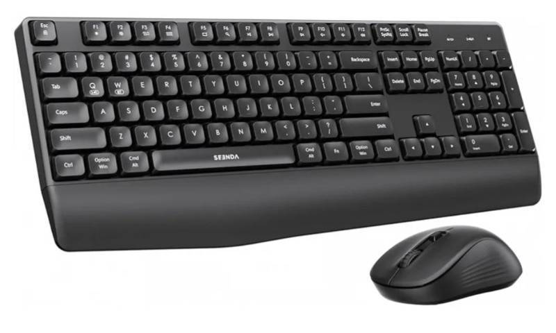 lot 27297 image: Wireless Bluetooth Keyboard Mouse Combo, COE200 Ergonomic Keyboard with Wrist Rest, Silent Mouse, Multi-Device Connection, Full-Size Compatible for Windows PC Laptop Mac MacBook - Retail $20